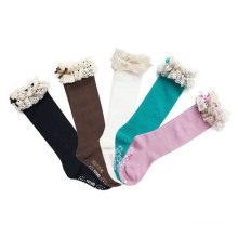 Children Kneehigh Cotton Stocking Socks with Lace (KA004)